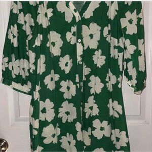 🌿 Sonoma Goods for Life Green Floral Button-Front Dress – Women’s Large